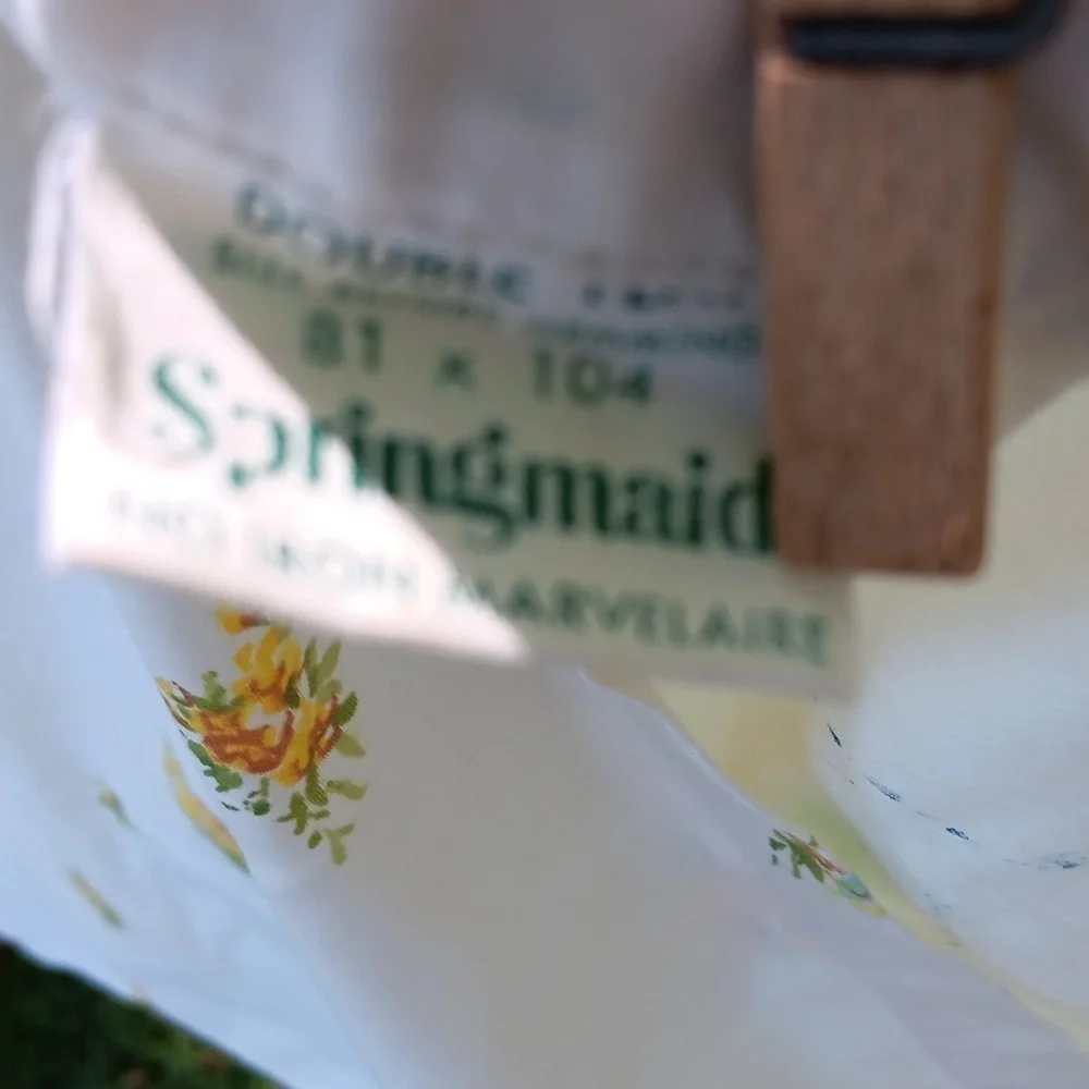 Vintage Springmaid yellow green double flat sheet
